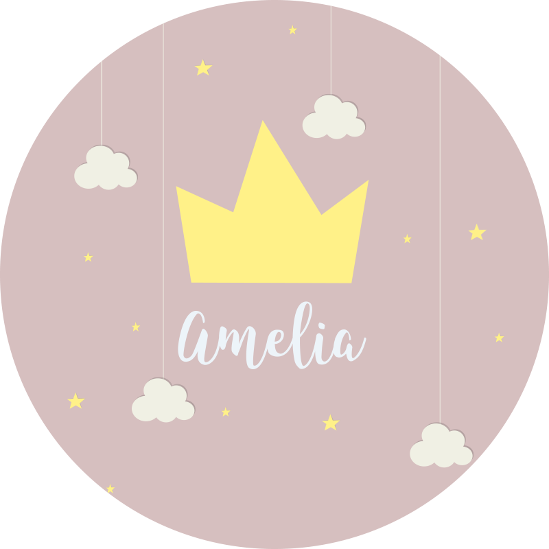 Personalized Crown nursery vinyl rug - TenStickers