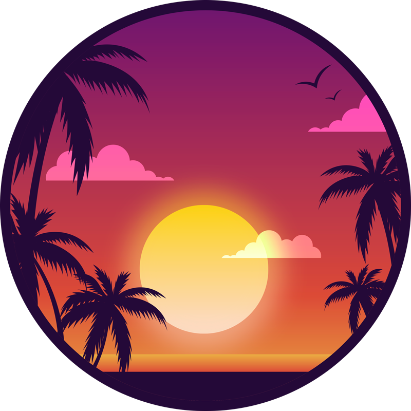 Tropical Sunset Scenery nature vinyl rug - TenStickers