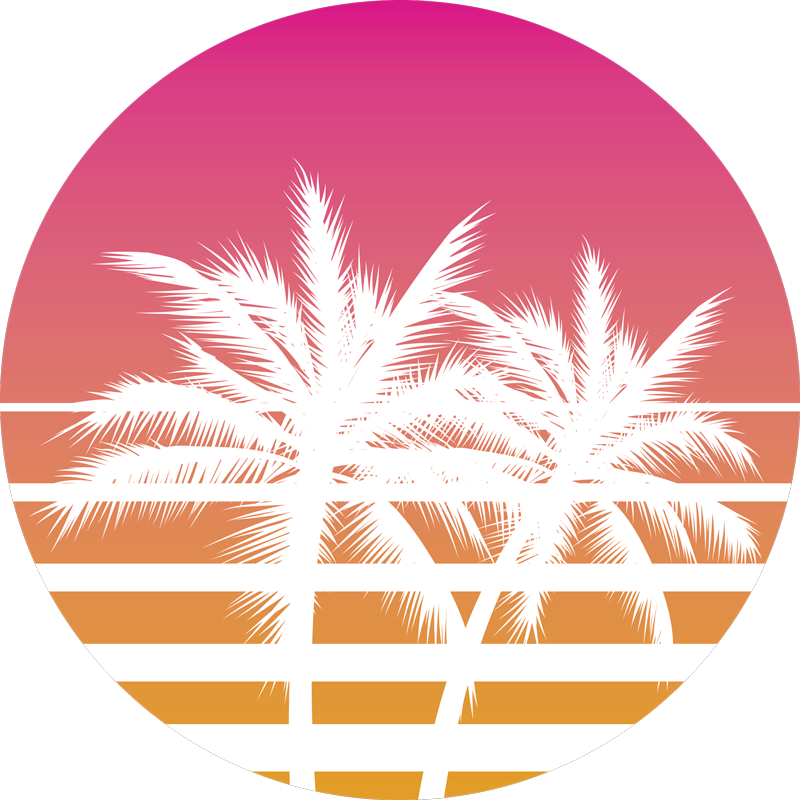 Tropical Sunset Palms floral vinyl rug - TenStickers