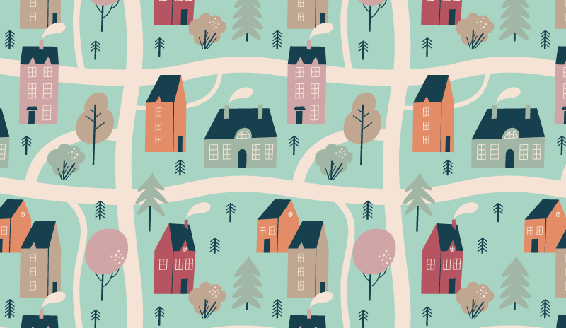 Kids Play Village kids vinyl rug - TenStickers