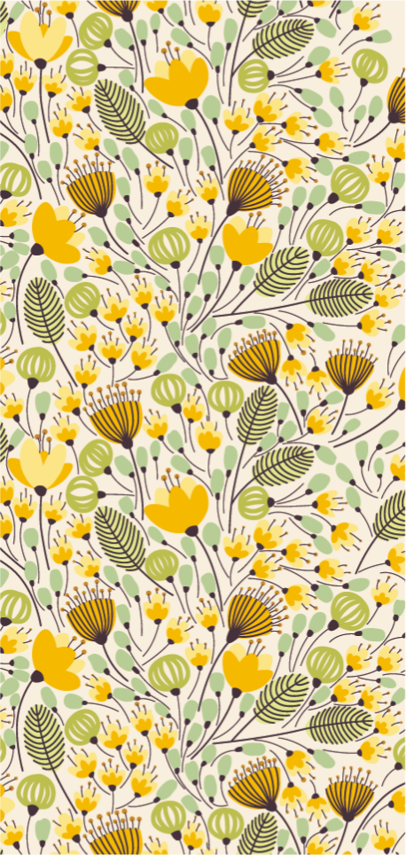 Floral Botanic Pattern floral vinyl rug - TenStickers