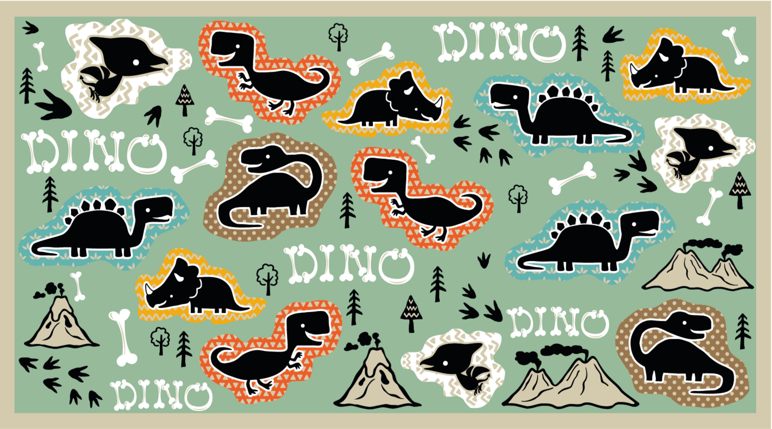 Dinosaur Playground kids vinyl rug - TenStickers