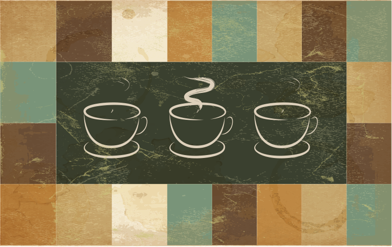 Steaming Coffee Cups kitchen vinyl rug - TenStickers