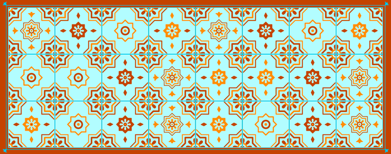 Orange and Blue Mosaic  tile vinyl rug - TenStickers