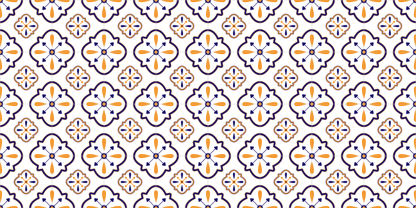 Floral Tile Replica kitchen vinyl rug - TenStickers