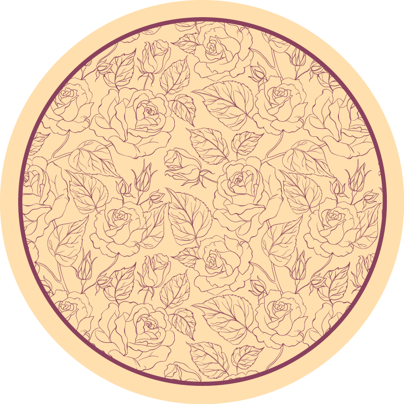 Rose Pattern Round floral vinyl rug - TenStickers