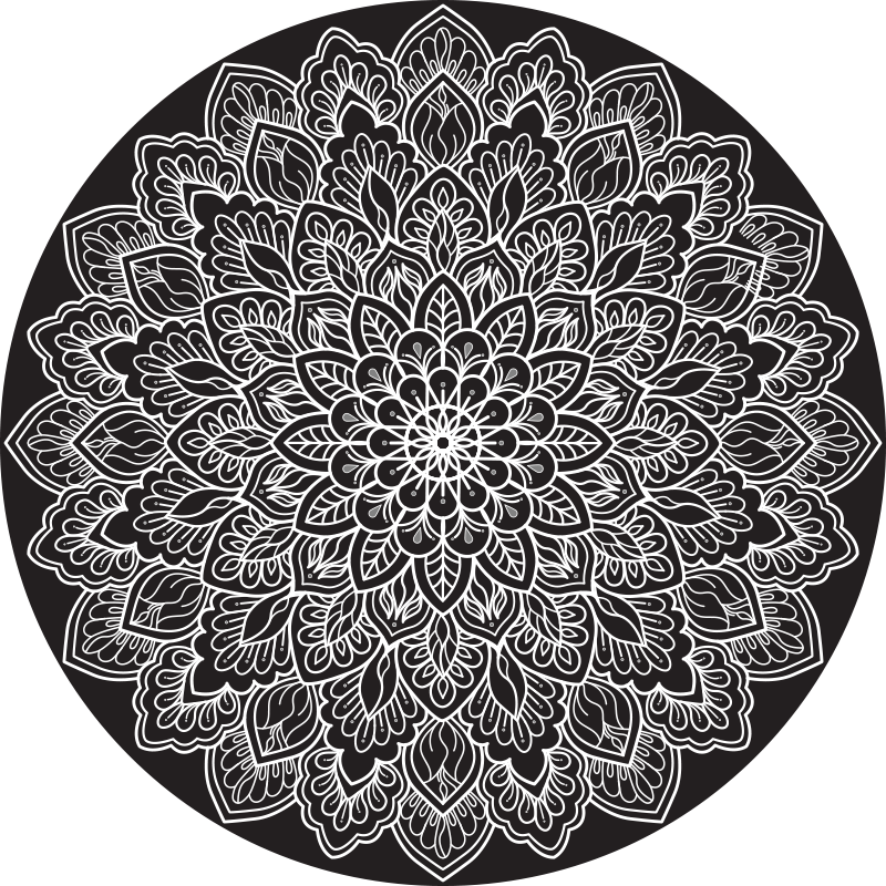 Black and white mandala mandala vinyl rug - TenStickers