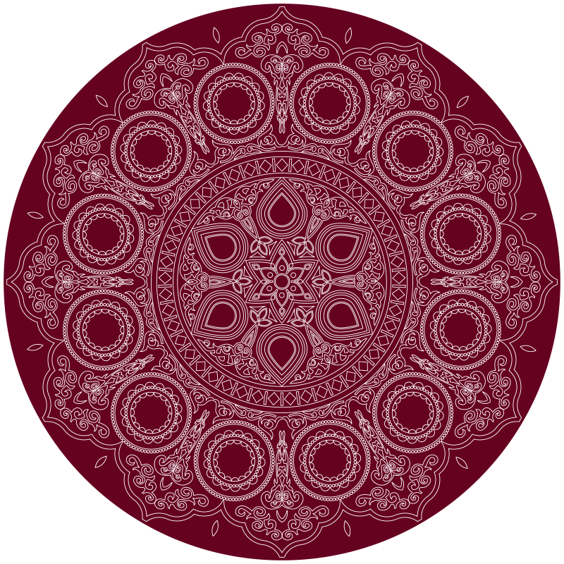 Burgundy red motif mandala vinyl rug - TenStickers