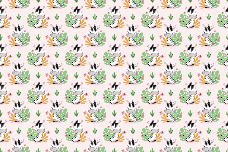 Zebra Jungle Pattern kids vinyl rug - TenStickers