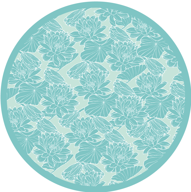 Lotus sketch floral vinyl rug - TenStickers