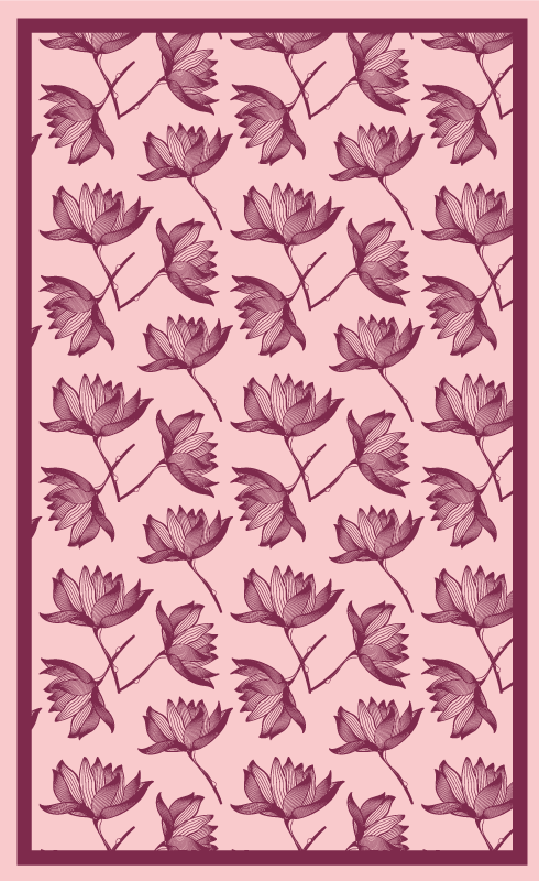 Lotus pink shades floral vinyl rug - TenStickers