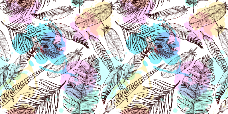 Bird feathers animal print vinyl rug - TenStickers