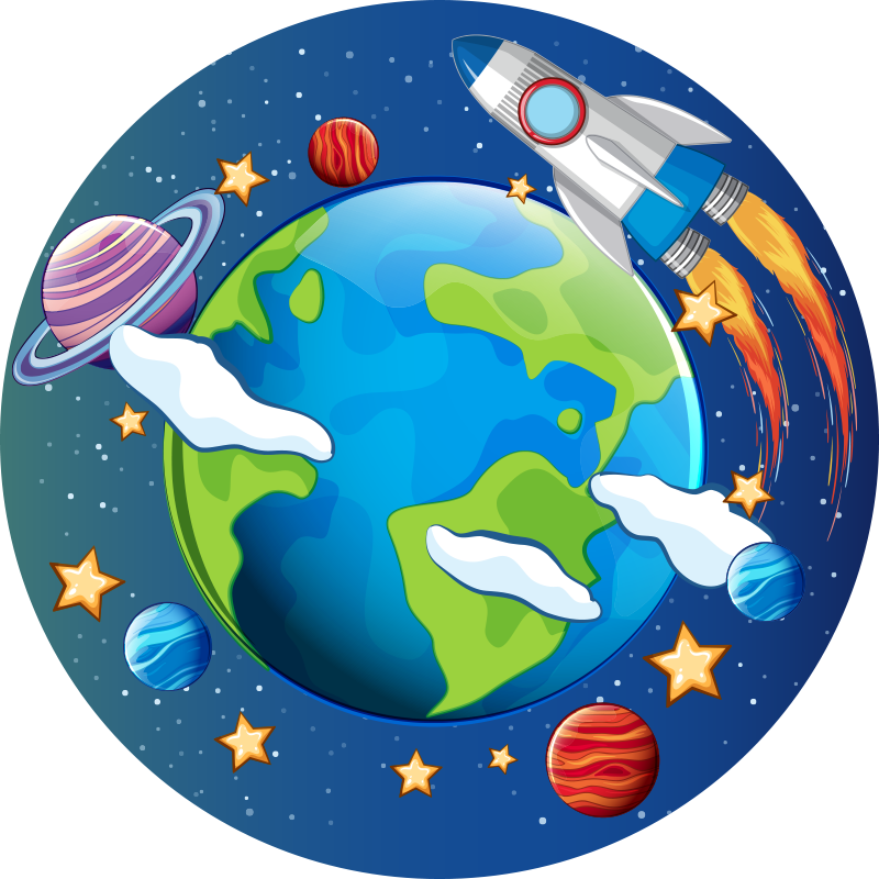 Planetary Orbit kids vinyl rug - TenStickers
