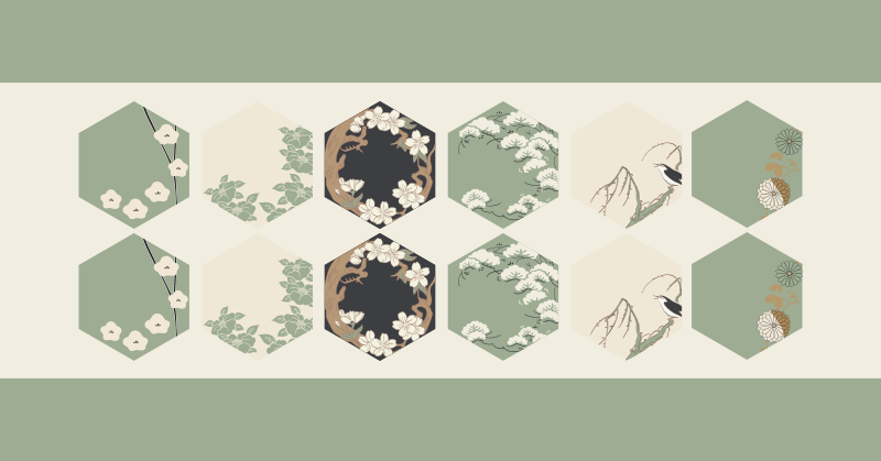 Floral Hexagons floral vinyl rug - TenStickers