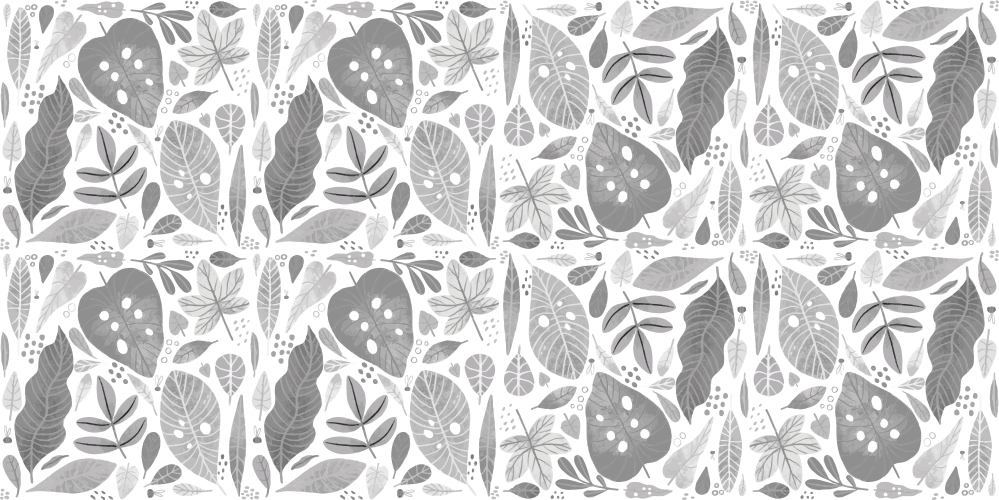 Tropical gray plants minimal rug - TenStickers