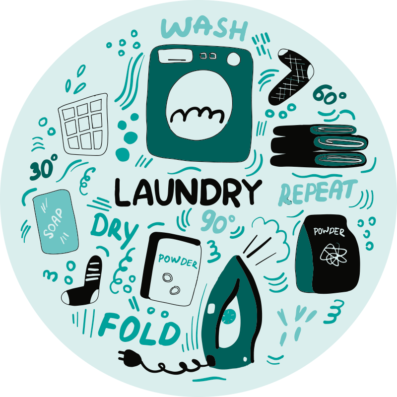 Laundry icons custom rug. - TenStickers