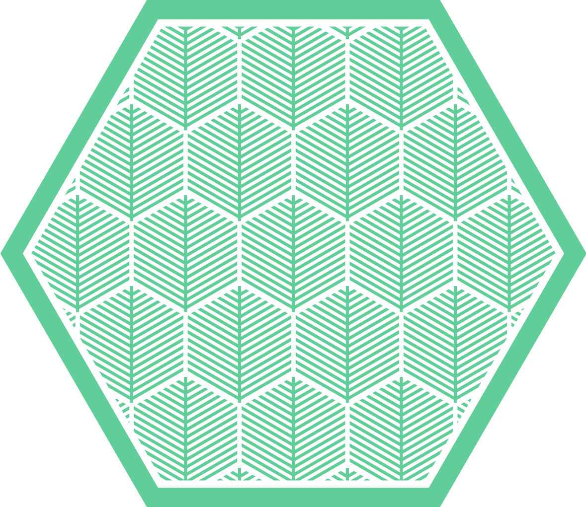 Green plants hexagon shape  floral rug - TenStickers