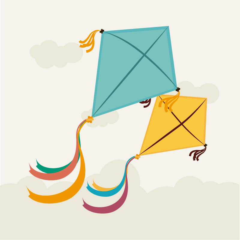 Flying Kites Illustration kids vinyl rug - TenStickers