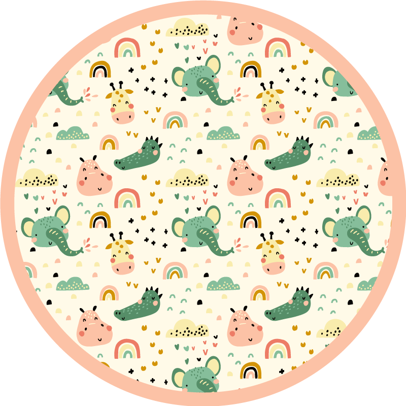 Nordic animal pattern kids vinyl rug - TenStickers