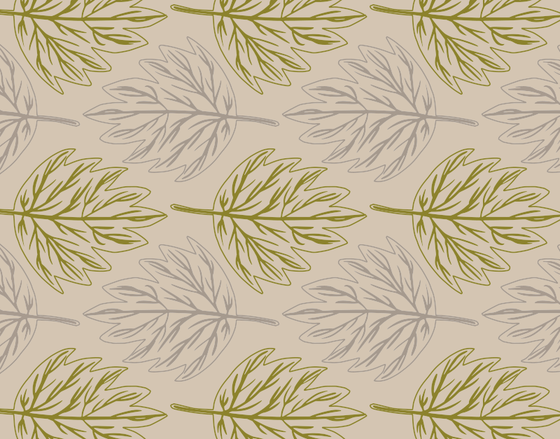 Green and grey leaf floral vinyl rug - TenStickers