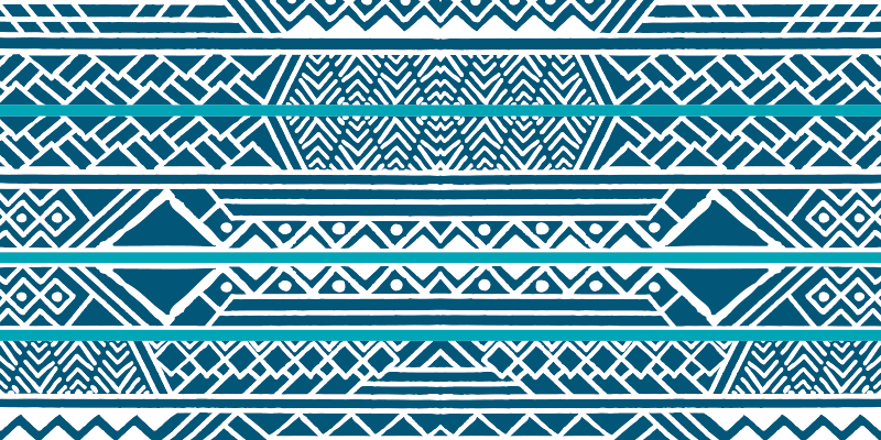 Teal blue stripes ethnic vinyl rug - TenStickers
