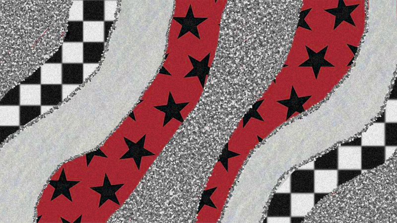 Starry red waves textured vinyl rug - TenStickers