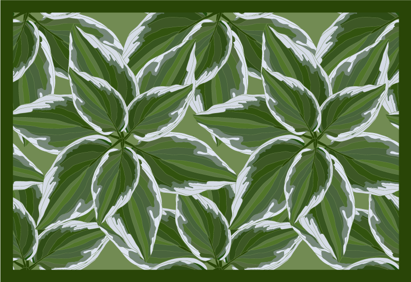Green leaf pattern living room vinyl rug - TenStickers