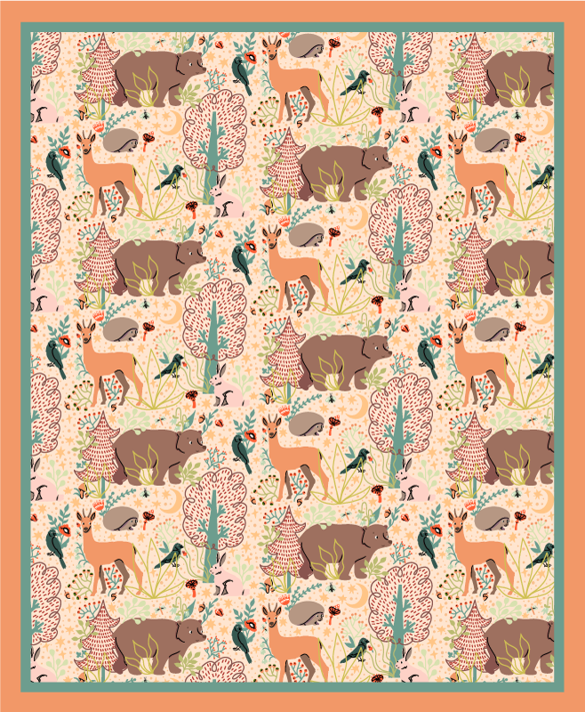 Forest Bear and Stag vinyl rug - TenStickers