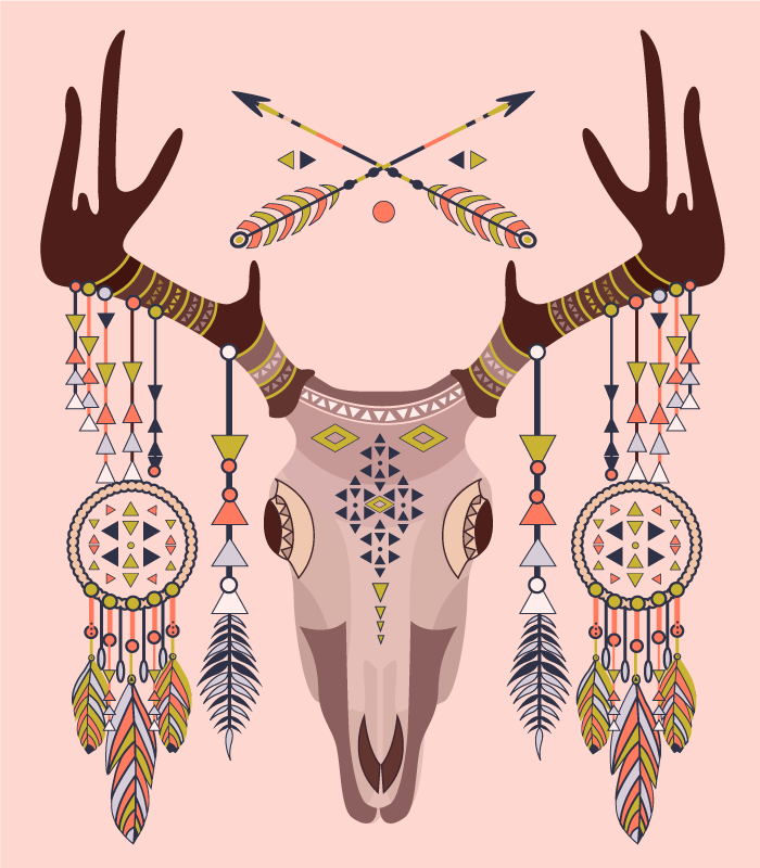 Tribal Stag Skull vinyl rug - TenStickers