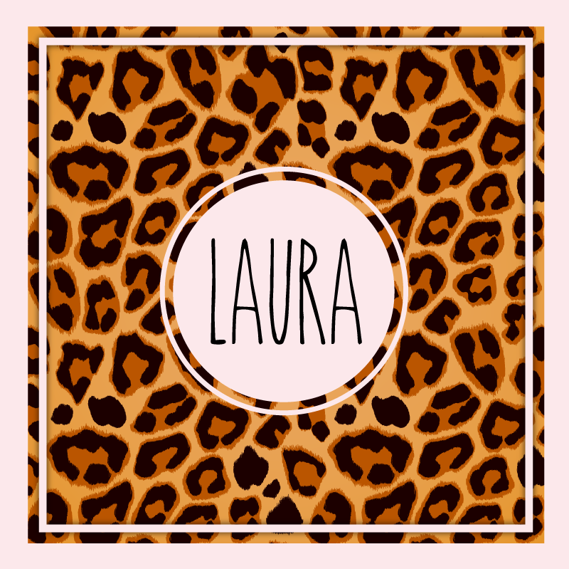 Leopard pattern with name teen vinyl rug - TenStickers