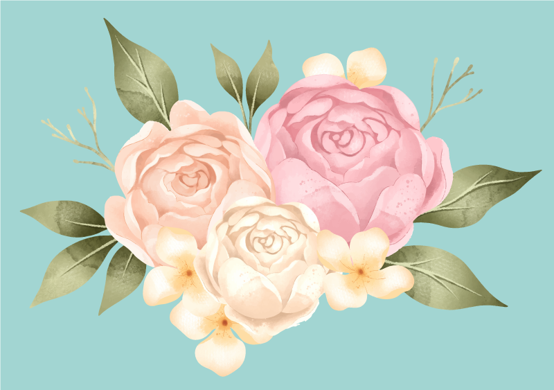 Botanical Composition floral vinyl rug - TenStickers