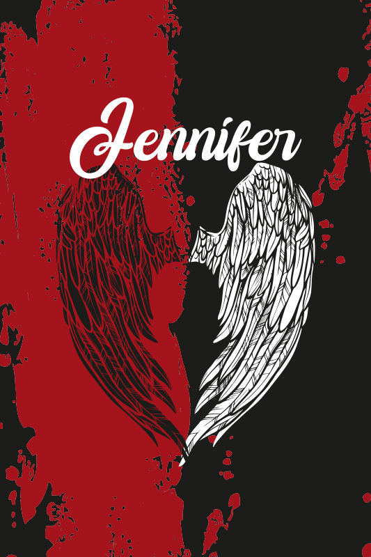 Heart wings with name teen vinyl rug - TenStickers