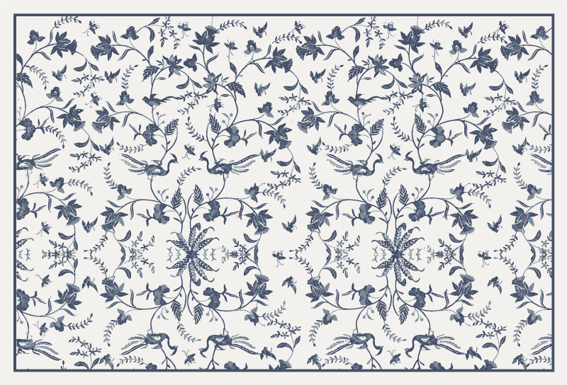 Azure blossom floral vinyl rug - TenStickers