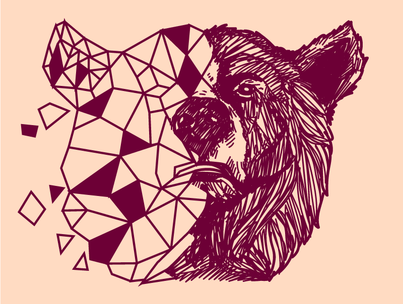 Geometric bear head animal vinyl rug - TenStickers