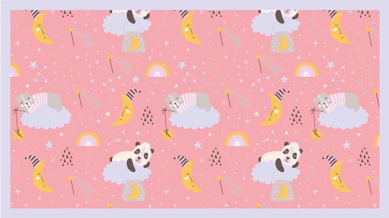 Clouds on pink background kids vinyl rug - TenStickers