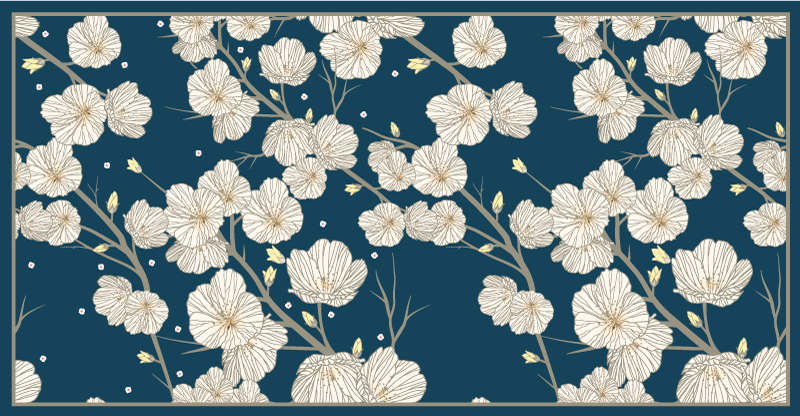 Flowers and branches nature vinyl rug - TenStickers