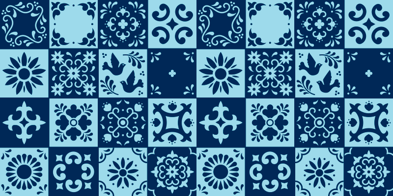 Blue mosaic tile vinyl rug - TenStickers