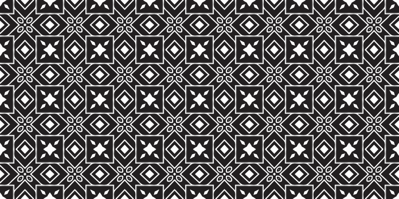 Black and white tiles pattern tile carpet - TenStickers