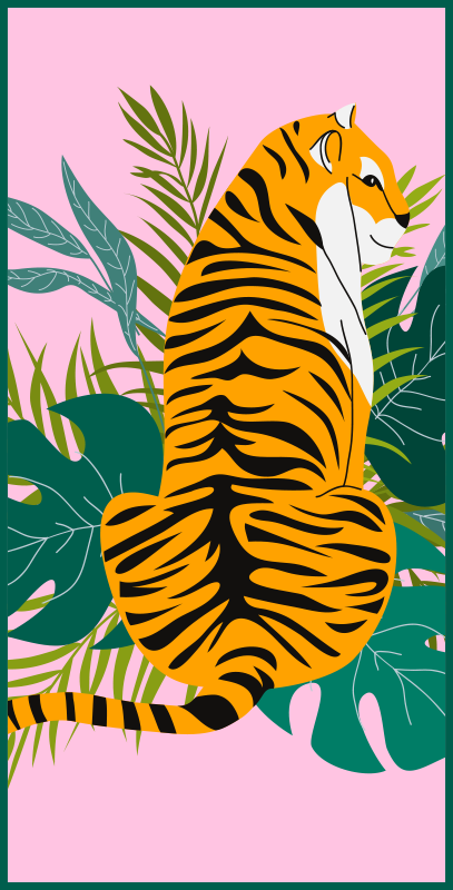 Tiger Pink Woven Throw animal print vinyl rug - TenStickers