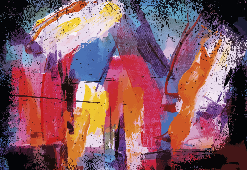 Vibrant Abstract Splash modern vinyl rug - TenStickers