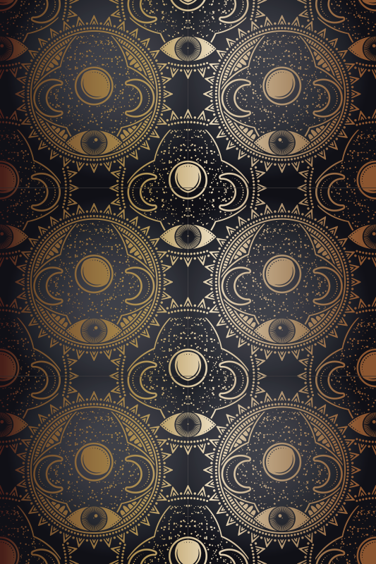 Celestial black motif mandala vinyl rug - TenStickers