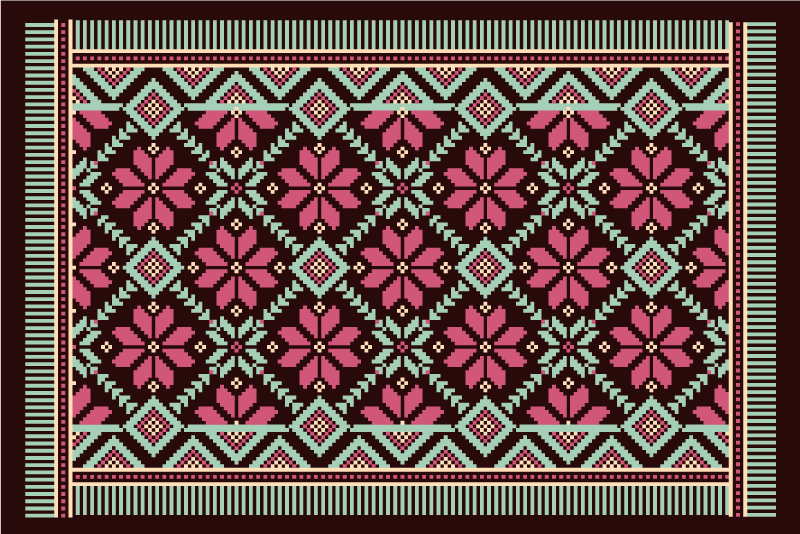 Embroidery area rug mosaic floor tiles - TenStickers