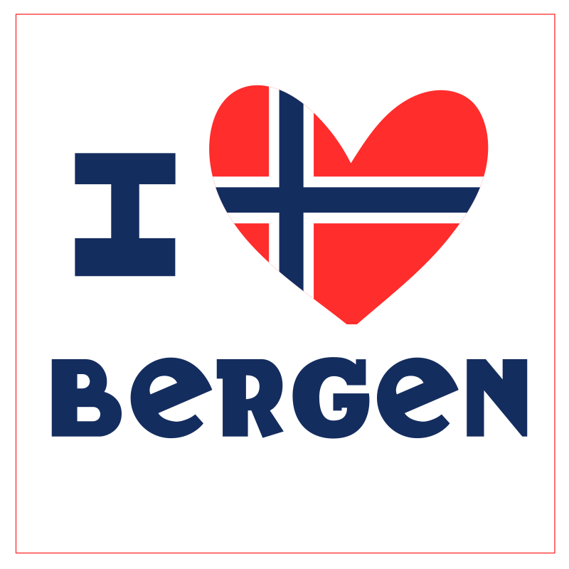 I love Bergen Norway heart nordic vinyl rug - TenStickers