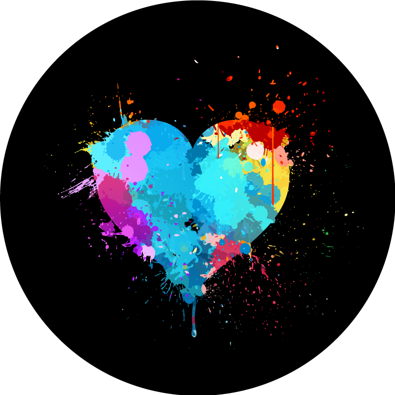 Colorful heart splash teen vinyl rug - TenStickers