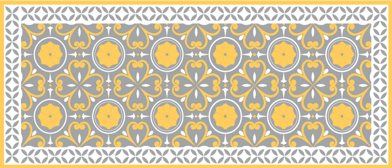 Yellow grey pattern kitchen vinyl rug - TenStickers