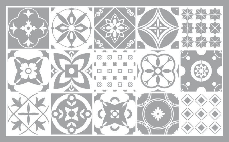 Grey elegant tile vinyl rug - TenStickers