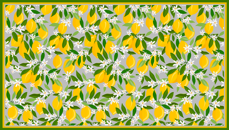 Lemon Blossom Motif kitchen vinyl rug - TenStickers