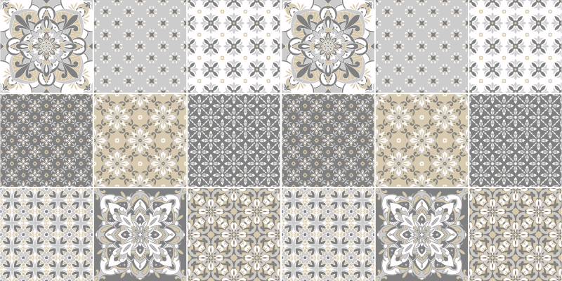 Moroccan style tile effect kitchen vinyl rug - TenStickers