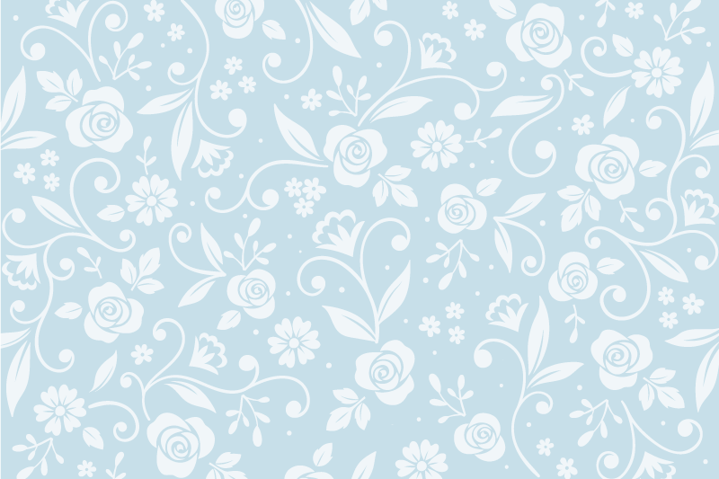 Blue flower ornament floral rug - TenStickers