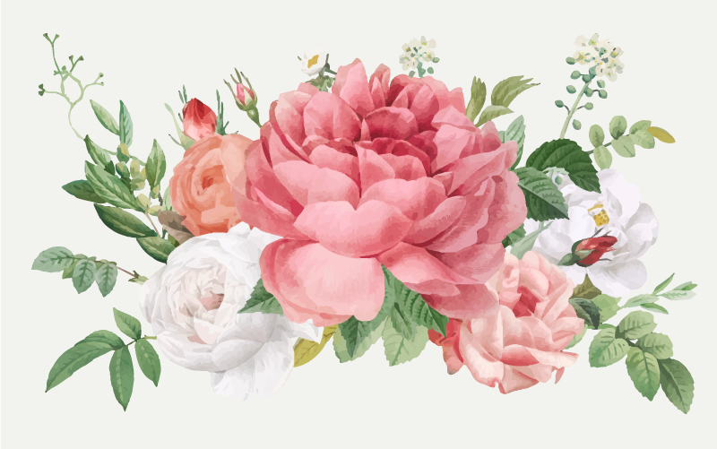 Flowers and roses  floral vinyl rug - TenStickers